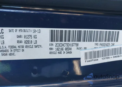 2014 Dodge Charger R/T z USA, uszkodzony, nr VIN 2C3CDXCT5EH167798